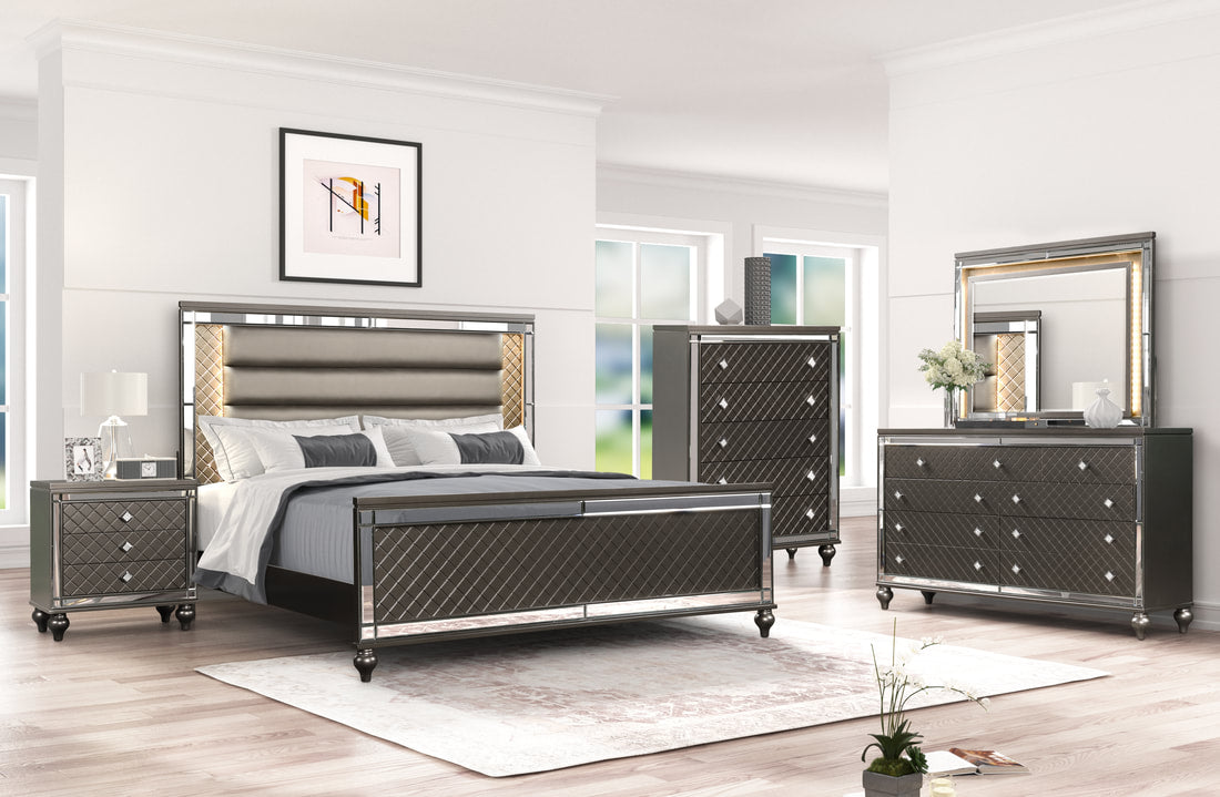 Stars Charcoal - 5PC Bedroom Set Queen, King 7